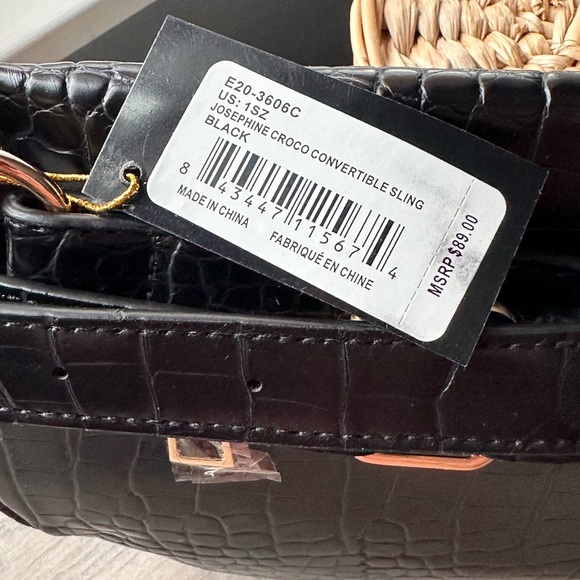 NWT Bebe | Josephine Crocodile Embossed Convertible Sling, Black - Picture 4 of 4